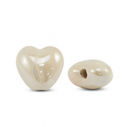 Abalorios de cerámica griega DQ corazón Blancuzco