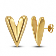 Pendientes Acero Inox coraz&oacute;n Dorado