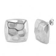 Pendientes Acero Inox cuadrado Plateado