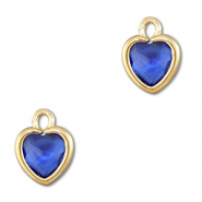 Colgantes de cristal coraz&oacute;n Azul oscuro-dorado