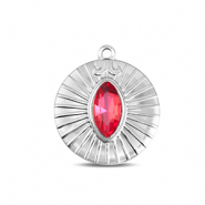 BY31® Colgantes Acero Inox redondos Plateado-rosa ópalo suave