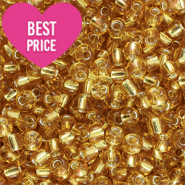 Rocalla cristal 6/0 (4mm) Dorado amarillo claro con revestimiento plateado