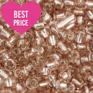 Rocalla cristal 6/0 (4mm) Beige claro s&eacute;mola con revestimiento plateado