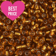 Rocalla cristal 6/0 (4mm) Marr&oacute;n cobrizocon revestimiento plateado