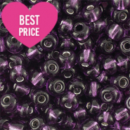 Rocalla cristal 8/0 (3mm) P&uacute;rpura con revestimiento plateado