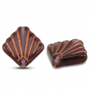 Abalorios Checos diafan 17mm Transparente Púrpura-cobre