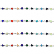 Fornituras Acero Inox cadena jasseron redondos Plata-multicolor