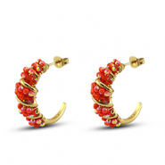 Pendientes faceteados espiral Naranja cálida AB-Naranja cálida transparente AB-dorado