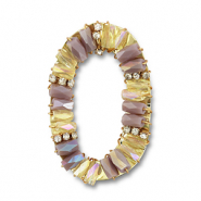 Colgantes faceteados óvalo Lila-transparente-dorado