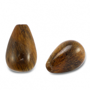 Piedras Naturales abalorios Ojo de tigre gota Marr&oacute;n dorado