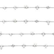 Fornituras Acero Inox cadena jasseron Howlita irregular Plateado-blanco