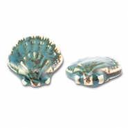 Colgantes de cer&aacute;mica concha Azul verdoso