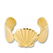 Pulseras Acero Inox bangle conchas Dorado