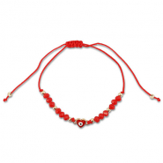 Pulsera tobillera trendy abalorios mixtas Rojo-dorado