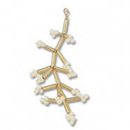 Colgantes de abalorios de cristal flor Dorado-blancuzco