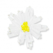Colgantes de abalorios de cristal flor Transparente blanco-transparente amarillo-blanco