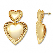 Pendientes trendy coraz&oacute;n Dorado