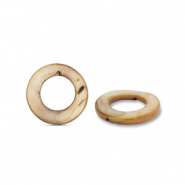 Abalorios conchas 15mm redondos Marr&oacute;n