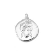 Colgantes met&aacute;licos DQ Frida Kahlo Plateado vieja (sin n&iacute;quel)