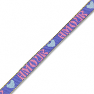 BY31® Cinta con texto lineas "Amour" Azul lavanda-rosa-azul claro-dorado