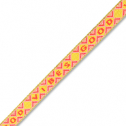 BY31® Cinta con texto lineas "Good vibes" Amarillo-rosa claro-rojo coral-dorado