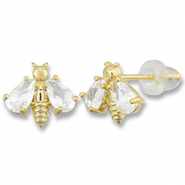 Metal TQ lat&oacute;n pendiente abeja Dorado-transparente