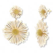 Pendientes rafia trendy flor Blancuzco-dordao