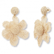 Pendientes rafia trendy flor Champagne claro-dorado