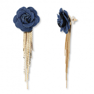 Pendientes look denim trendy flor Azul denim-dorado