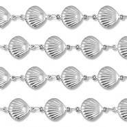 Fornituras Acero Inox cadena jasseron conchas Plateado