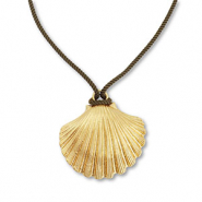 Collares llamativos cuerda con concha Verde oscuro-dorado