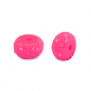 Abalorios de resina rondeles 8mm Rosa ne&oacute;n