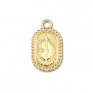 Colgantes Acero Inox óvalo con kiss Dorado