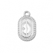 Colgantes Acero Inox óvalo con kiss Plateado