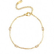 Pulseras Acero Inox cristal Dorado