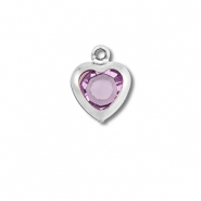 Colgantes Acero Inox coraz&oacute;n Plateado-rosa claro