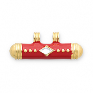 Message bead colgantes Acero Inox Dorado-rojo-transparente