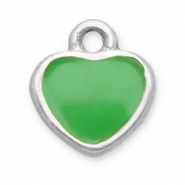 Colgantes Acero Inox coraz&oacute;n Plateado-verde claro