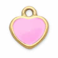 Colgantes Acero Inox coraz&oacute;n Dorado-rosa