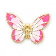 Abalorios Acero Inox mariposa Dorado-rosa-blanco