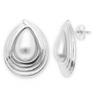 Pendientes Acero Inox gota Plateado-blanco