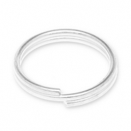 Fornituras met&aacute;licos DQ anillos dobles Plateado vieja (sin n&iacute;quel)