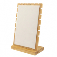 Expositor de Joyer&iacute;a en Bamb&uacute; con terciopelo para collares Natural-blanco