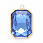 Colgantes Acero Inox faceteado rect&aacute;ngulo Dorado-azul oscuro