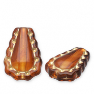 Abalorios acrílicos gota Marrón coñac-dorado