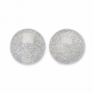 Abalorios acr&iacute;licos con glitter 8 mm Gris-plateado
