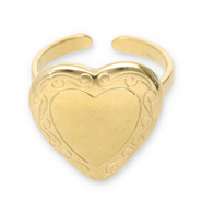 Anillos Acero Inox corazón Dorado
