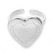 Anillos Acero Inox corazón Plateado