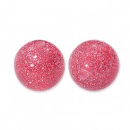 Abalorios acr&iacute;licos con glitter 12 mm Rosa cereza-plateado