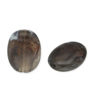Abalorios acrílicos óvalo Gris oscuro-blanco
